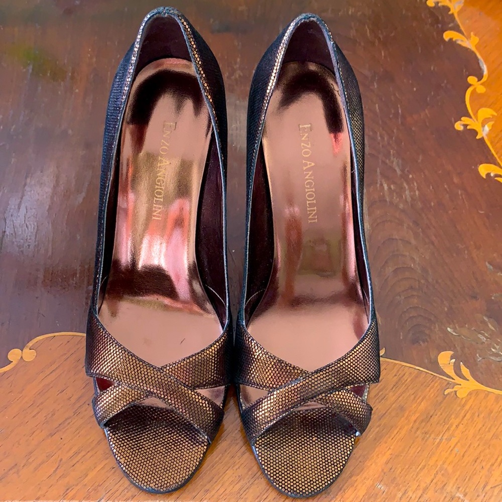 Enzo Angiolini Copper open toe 3 inch heel